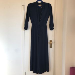 Michael KORS navy and gold silk jumpsuit